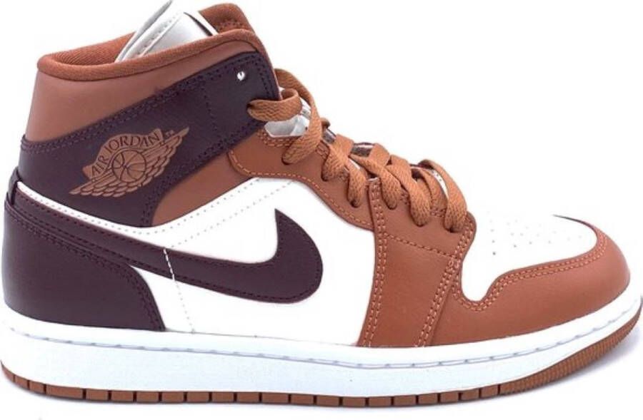 Nike Damesschoenen Air Jordan 1 Mid Dusty Peach Sail White Night Maroon- Dames Dusty Peach Sail White Night Maroon