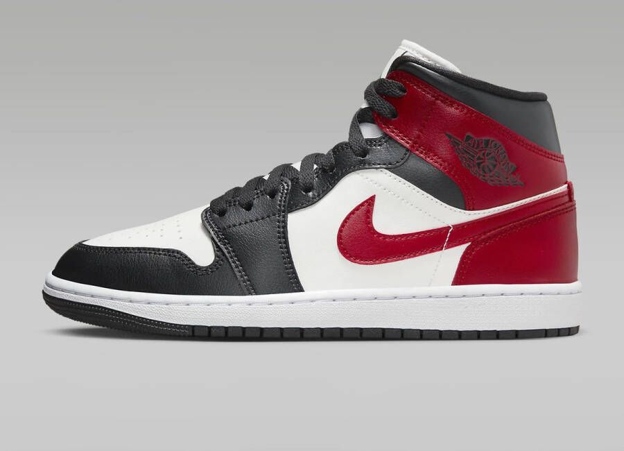 Nike Air Jordan 1 Mid Wmns Black Toe Sneakers Unisex Zwart Wit Rood