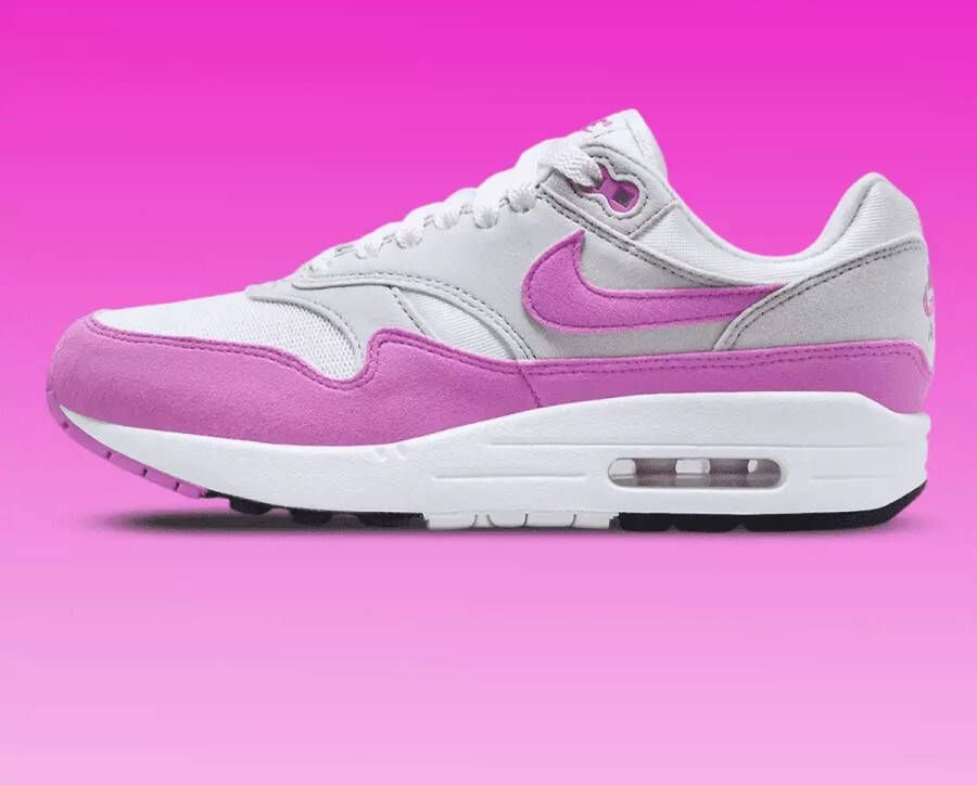 Nike Wmns Air Max 1 '87 Running Schoenen natural grey fuchsia dream white black maat: 40 beschikbare maaten:36.5 37.5 38.5 39 40.5 41