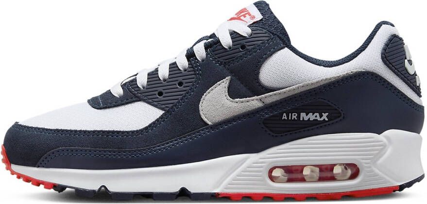 Nike Air Max 90 'Navy Crimson' Sneakers Unisex Blauw Wit Grijs Rood