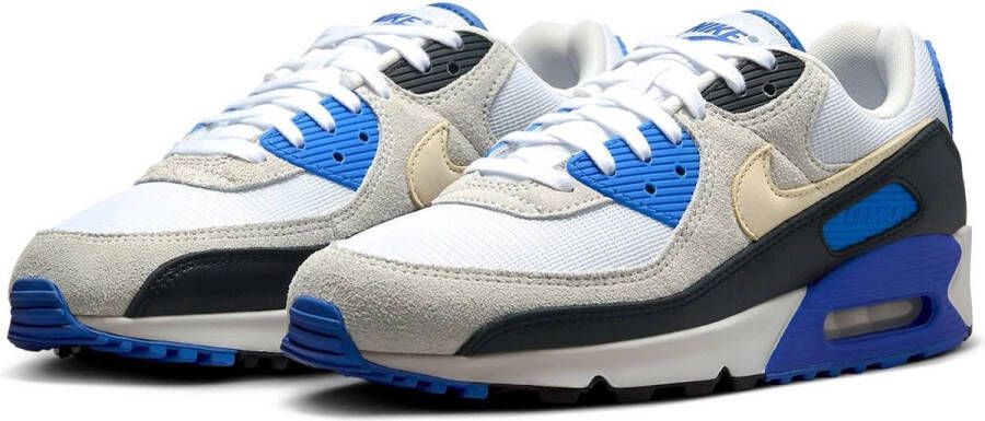 Nike Herenschoenen Air Max 90 Premium White Racer Blue Black Khaki- Heren White Racer Blue Black Khaki