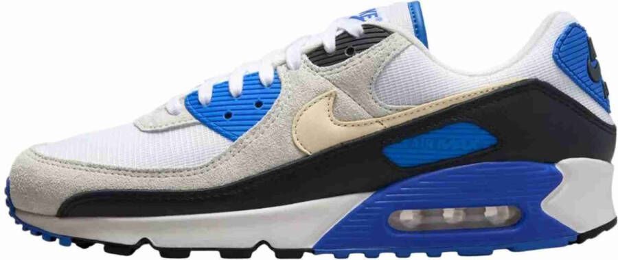 Nike Herenschoenen Air Max 90 Premium White Racer Blue Black Khaki- Heren White Racer Blue Black Khaki