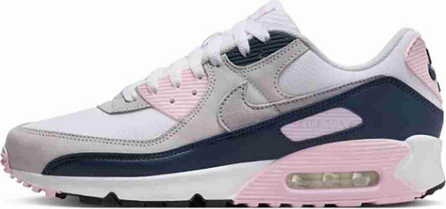 Nike Herenschoenen Air Max 90 White Pink Foam Armoury Navy Wolf Grey- Heren White Pink Foam Armoury Navy Wolf Grey