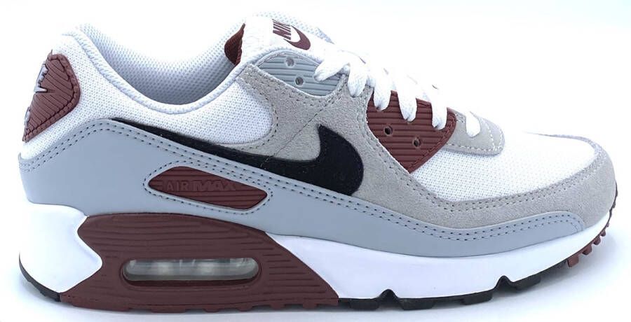 Nike Herenschoenen Air Max 90 White Dark Team Red Pure Platinum Black- Heren White Dark Team Red Pure Platinum Black