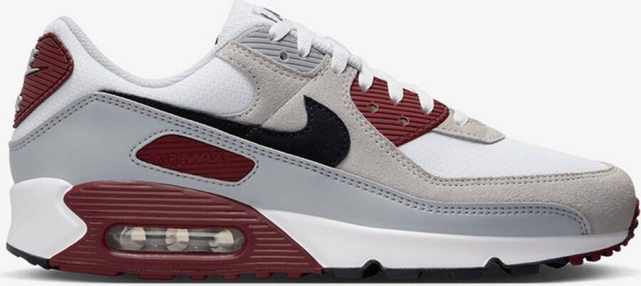 Nike Herenschoenen Air Max 90 White Dark Team Red Pure Platinum Black- Heren White Dark Team Red Pure Platinum Black