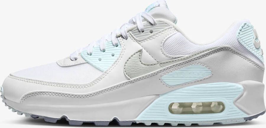 Nike Air Max 90 Wmns Sneakers Dames Wit Glacier Blue Wolf Grey Light Silver DH8010