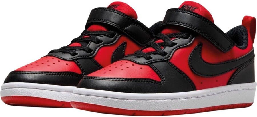 Nike court borough low recraft classic sneakers rood zwart kinderen