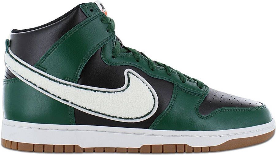 Nike Dunk High Retro University Chenille Swoosh Heren Sneakers Schoenen Leer Zwart-Groen DR8805