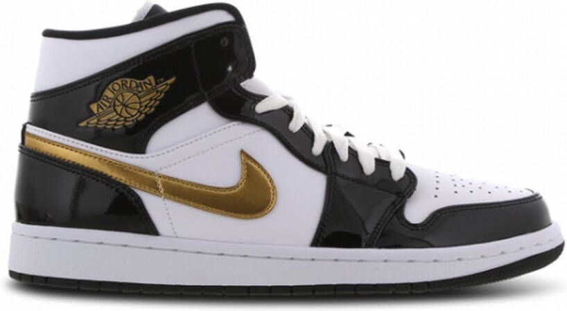 Nike Jordan 1 Mid 'Patent' Black & Metallic Gold