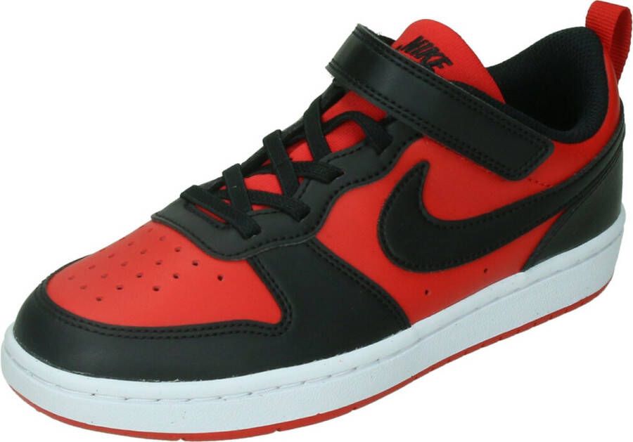 Nike court borough low recraft classic sneakers rood zwart kinderen