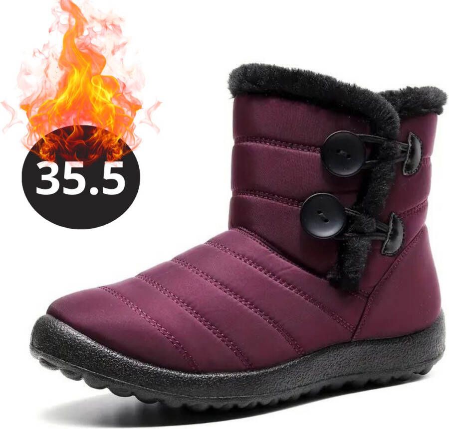 Nivard Snowboots Sneeuwschoenen Sneeuwboots Dames Wintersport Ski Skischoenen Rood 35.5 Knopen