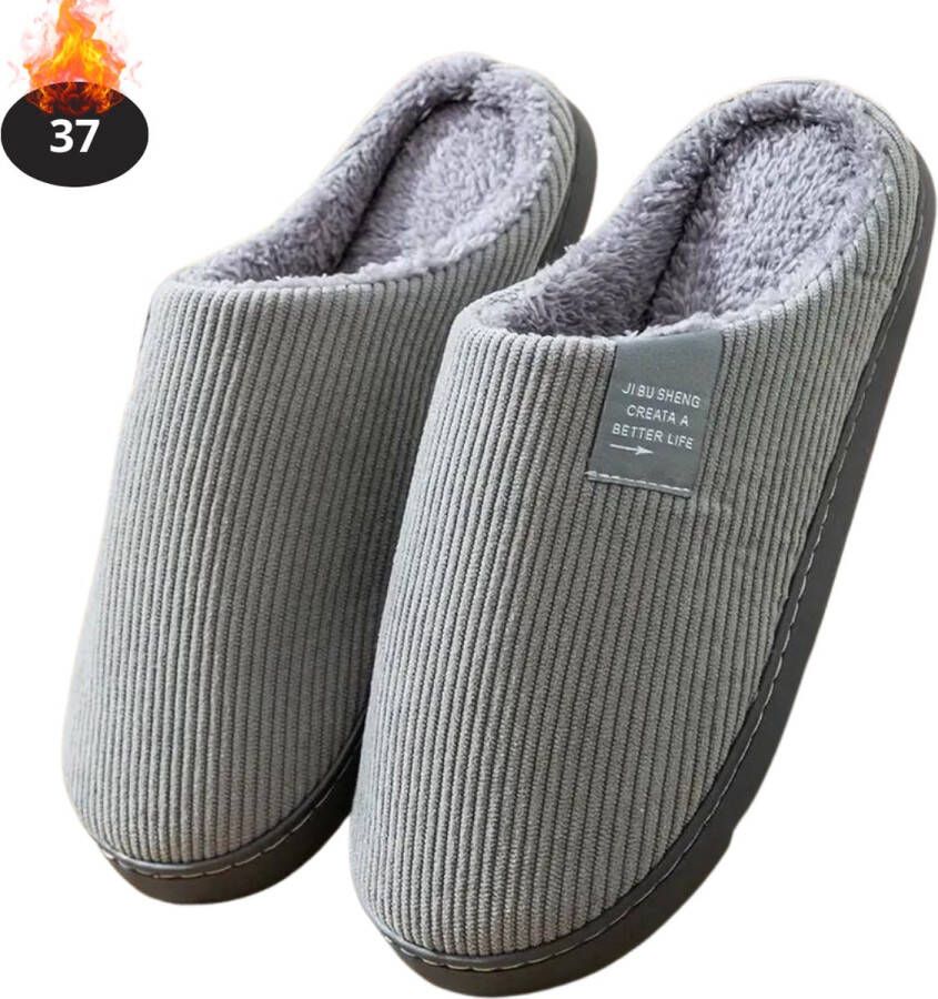 Nivard Warme Pantoffels Sloffen Slippers Pluche Grijs