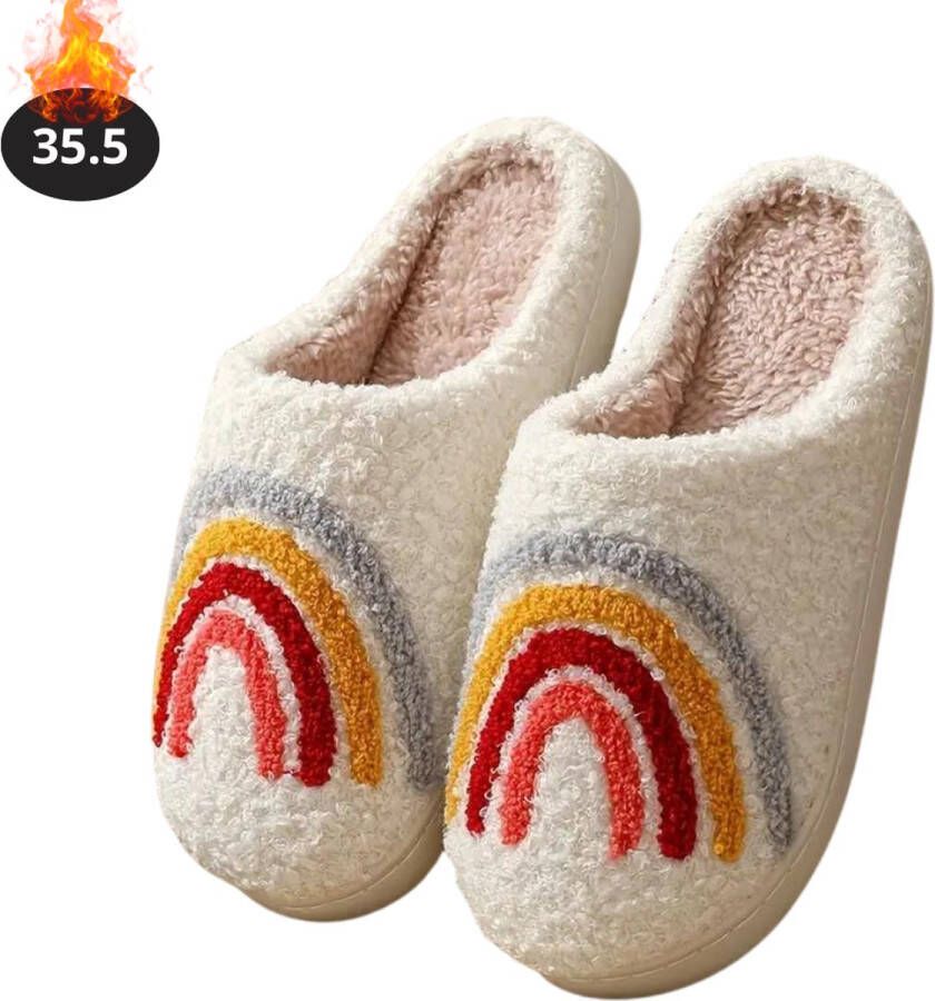 Nivard Warme Pantoffels Sloffen Slippers Pluche Regenboog