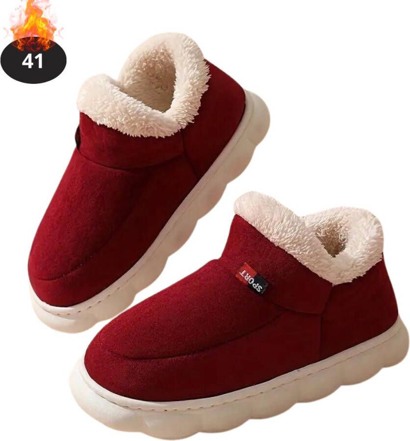 Nivard Warme Pantoffels Sloffen Slippers Pluche Rood