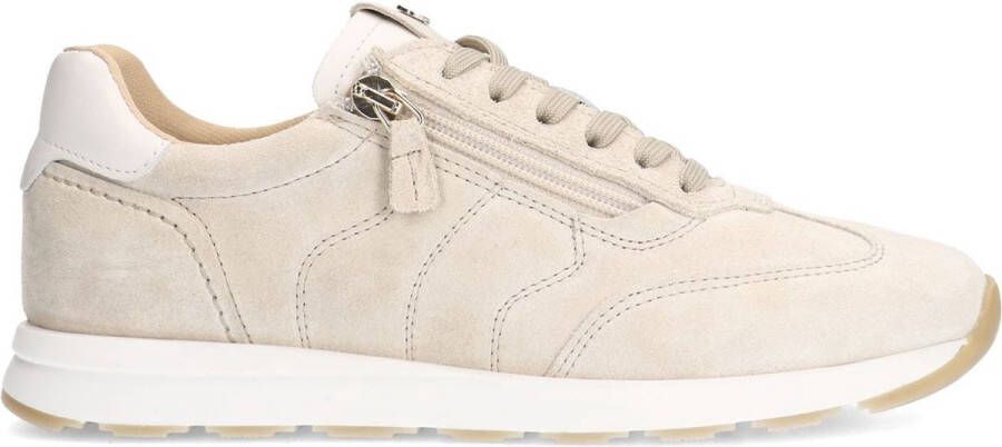 No Stress Dames Beige nubuck sneakers met rits