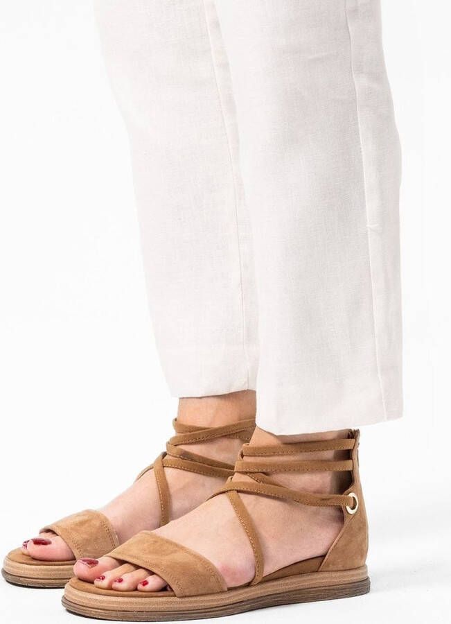 No Stress Dames Beige suède sandalen met bandjes