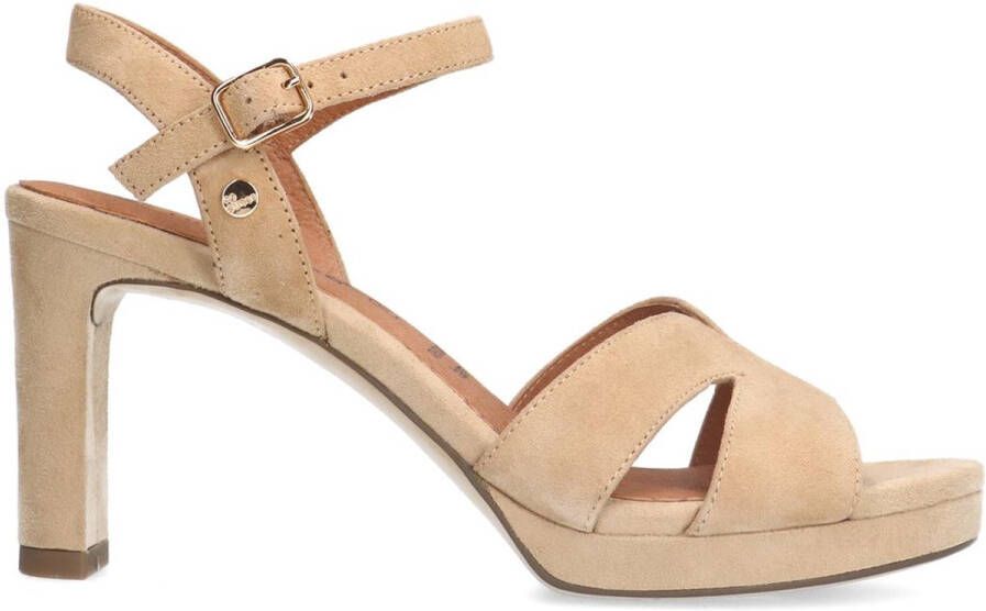 No Stress Dames Beige suède sandalen met hak