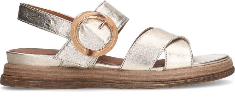 No Stress Dames Gouden leren plateau sandalen met gesp