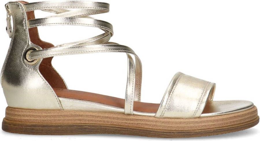 No Stress Dames Gouden leren sandalen met bandjes