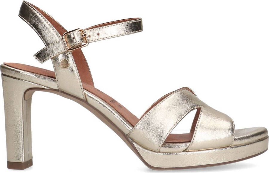 No Stress Dames Gouden leren sandalen met hak