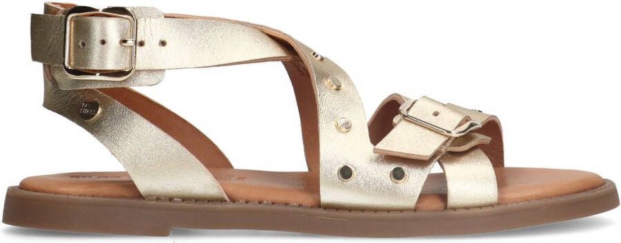 No Stress Dames Gouden leren sandalen met studs