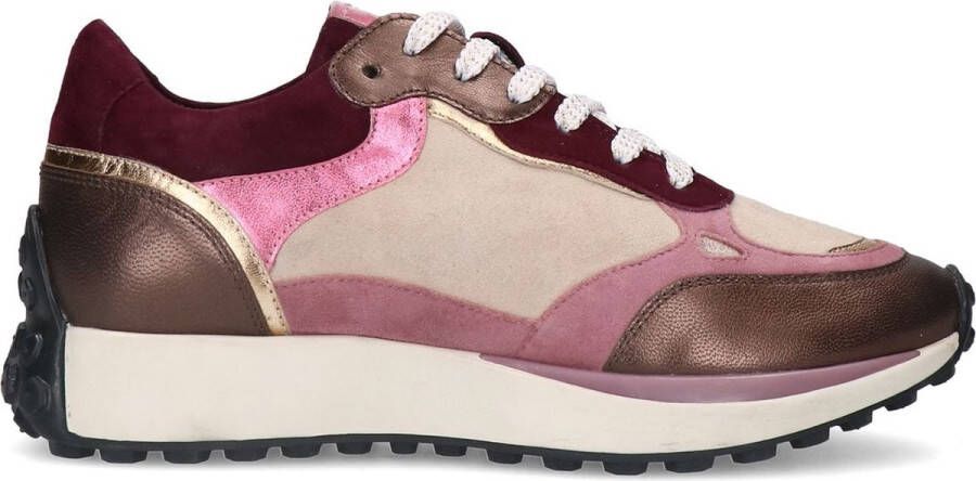 No Stress Dames Roze leren sneakers met suède details