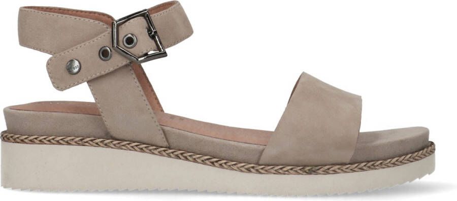 No Stress Dames Taupe leren sandalen