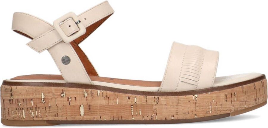 No Stress Dames Witte leren sandalen met kurkzool