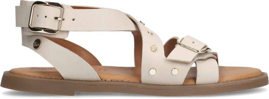 No Stress Dames Witte leren sandalen met studs