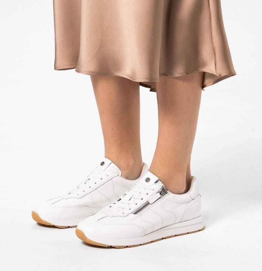 No Stress Dames Witte leren sneakers met rits