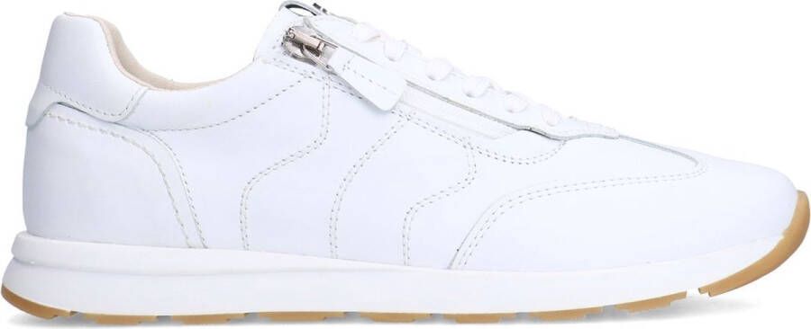 No Stress Dames Witte leren sneakers met rits