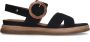 No Stress Dames PRE ORDER Zwarte leren plateau sandalen met gesp - Thumbnail 2