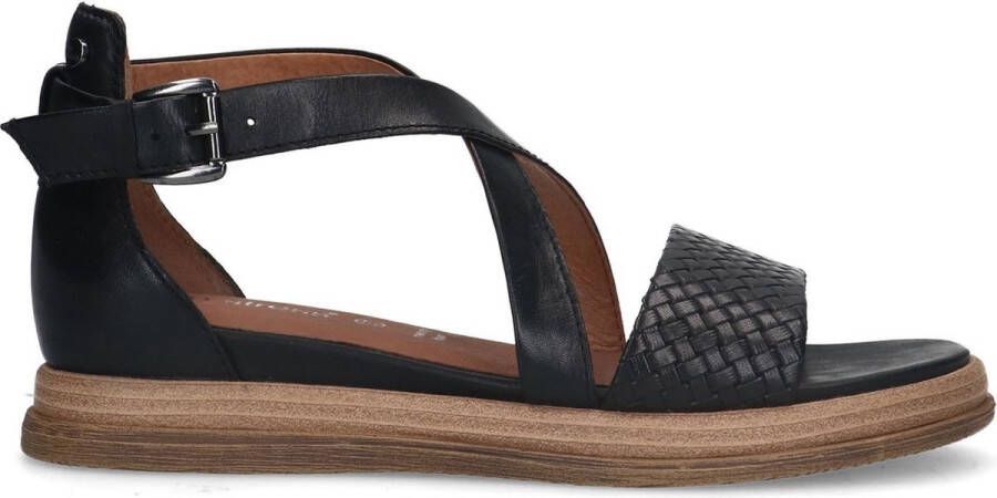 No Stress Dames Zwarte leren sandalen