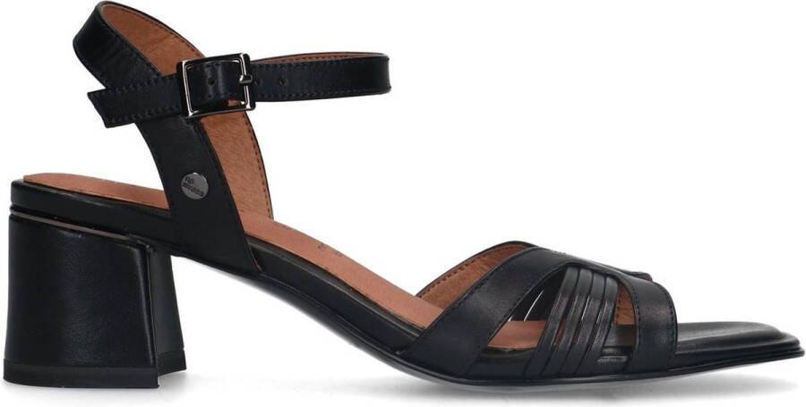 No Stress Dames Zwarte leren sandalen met hak