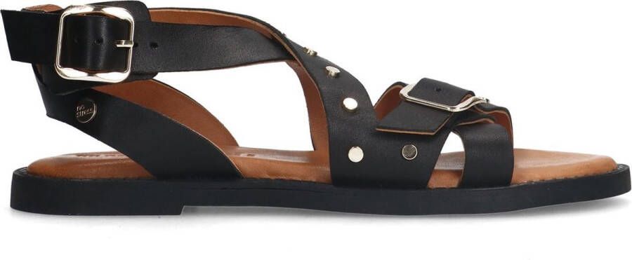 No Stress Dames Zwarte leren sandalen met studs