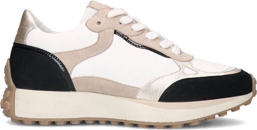 No Stress Dames Zwarte leren sneakers met suede details Schoenen