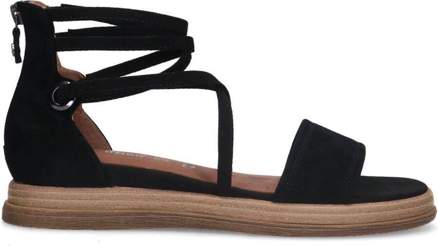 No Stress Dames Zwarte suède sandalen met bandjes