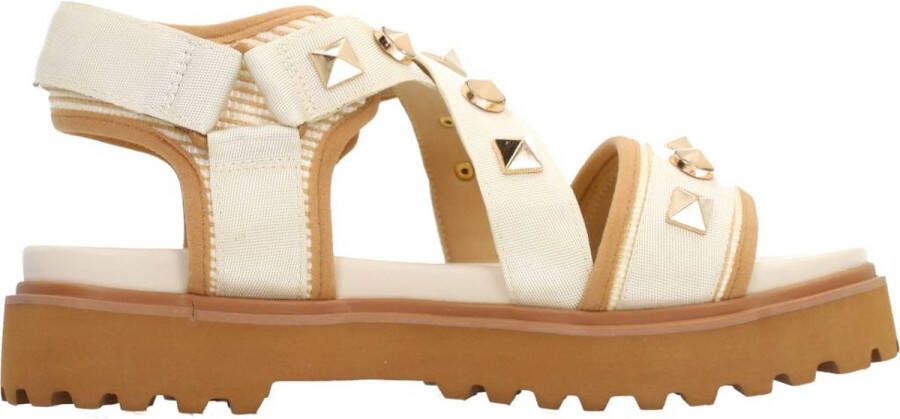 Noa Harmon Studded Flat Sandals Beige Dames