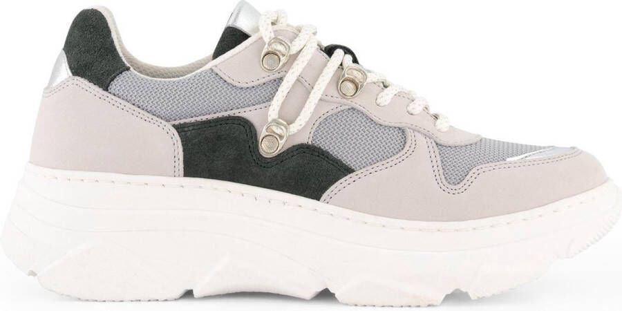 NoGRZ E.Boullee Leren Dames Dad sneakers Veterschoenen Grijs Leer