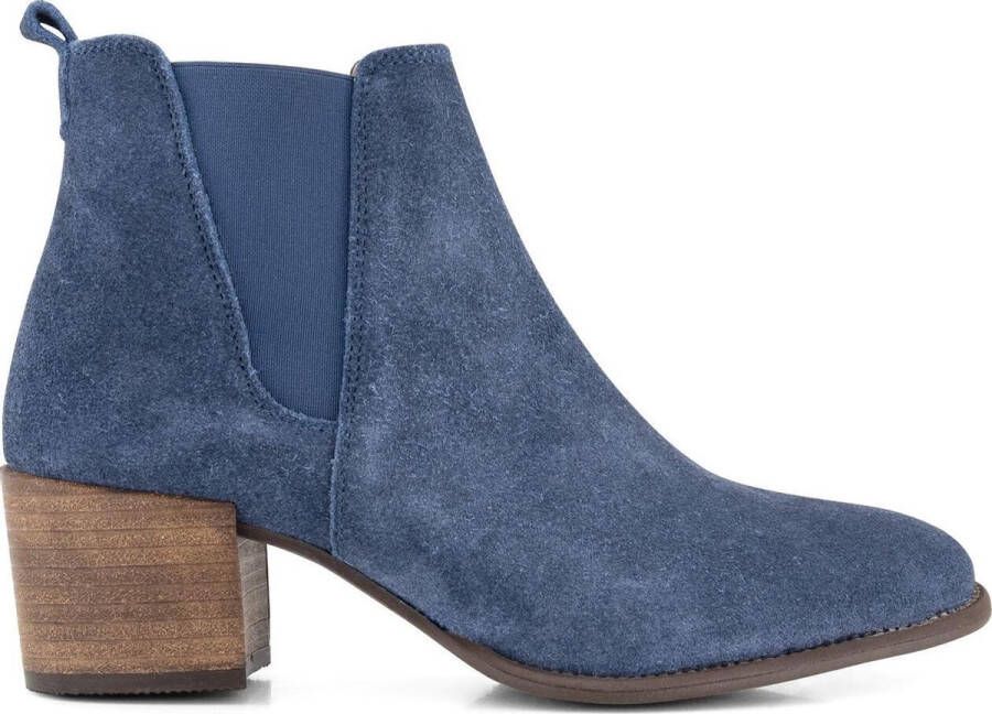 NoGRZ G.Quarenghi Dames Suede leren enkellaars met blokhak Blauw leer