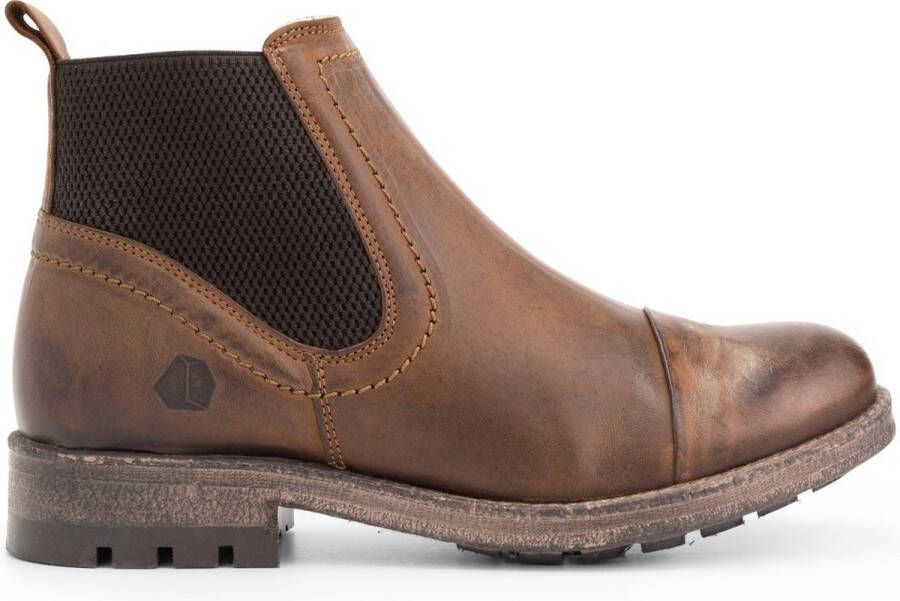 NoGRZ J.Webb Dames Leren enkellaars Winter Chelsea boots Wol gevoerd Cognac