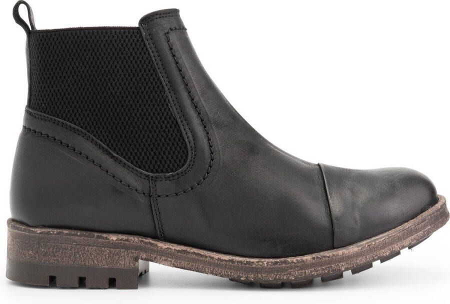 NoGRZ J.Webb Dames Leren enkellaars Winter Chelsea boots Wol gevoerd Zwart