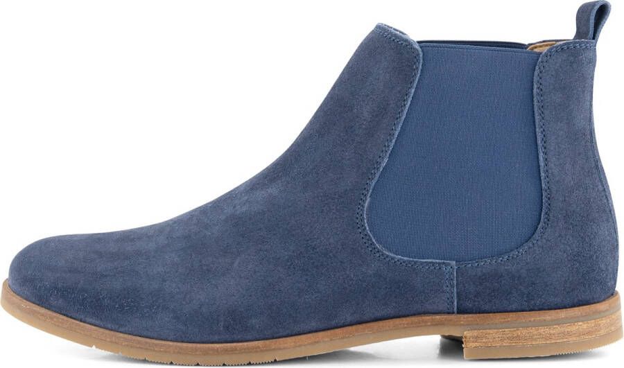 NoGRZ J.Zocher Dames Suede leren Chelsea boot Enkellaarsjes Blauw Leer