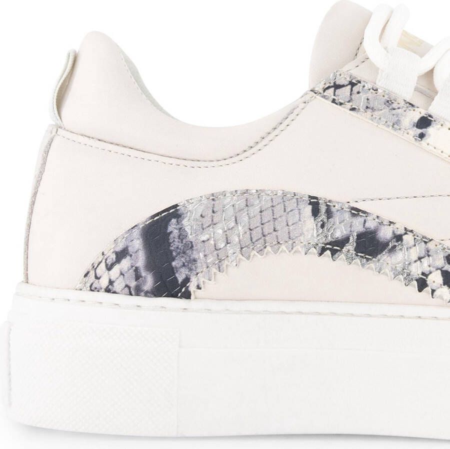 NoGRZ L.Dewez Leren Dames sneakers Veterschoenen met Snake print Wit Leer