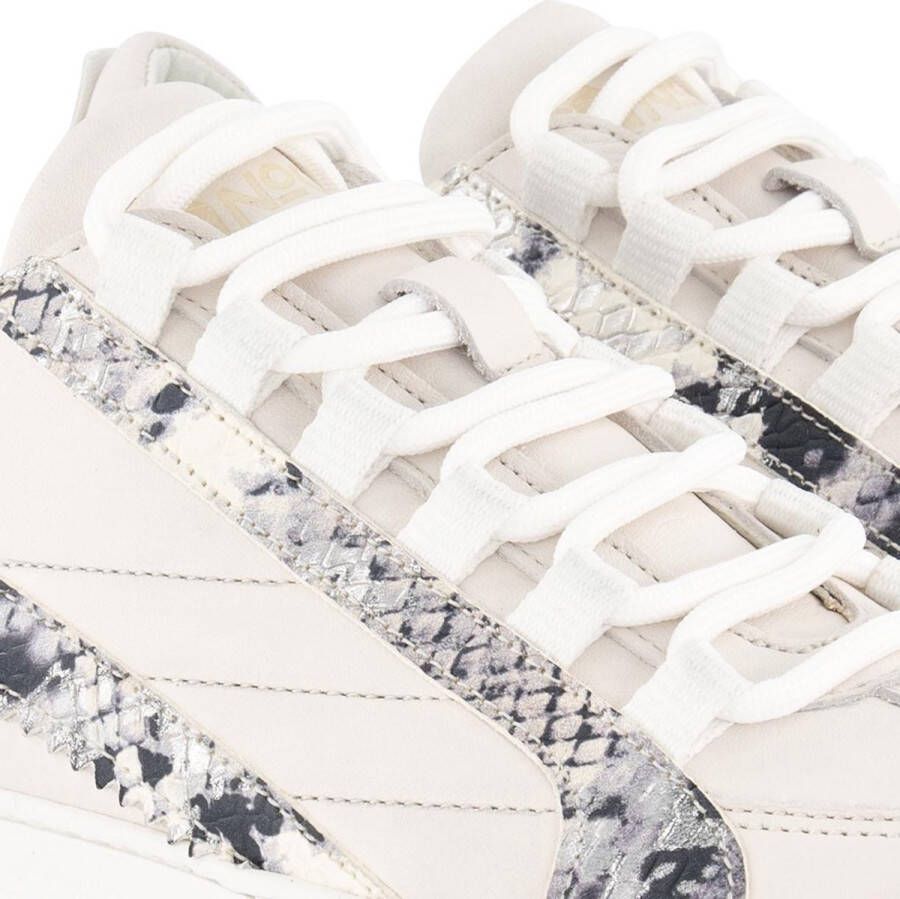 NoGRZ L.Dewez Leren Dames sneakers Veterschoenen met Snake print Wit Leer