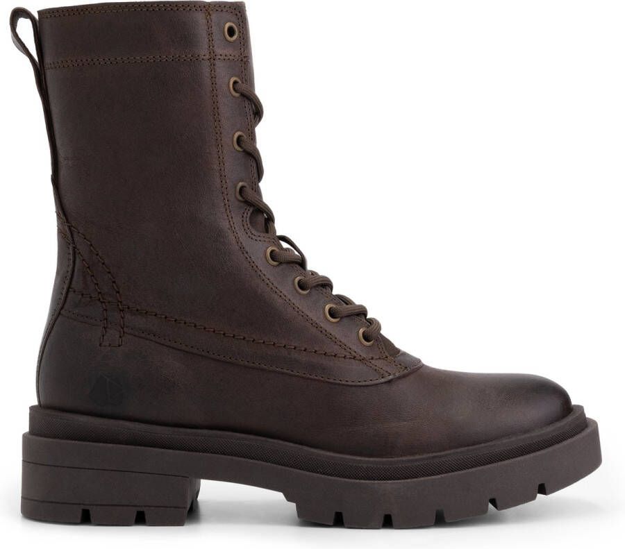 NoGRZ L.Woods Dames veterboots Enkellaarzen Bruin leer