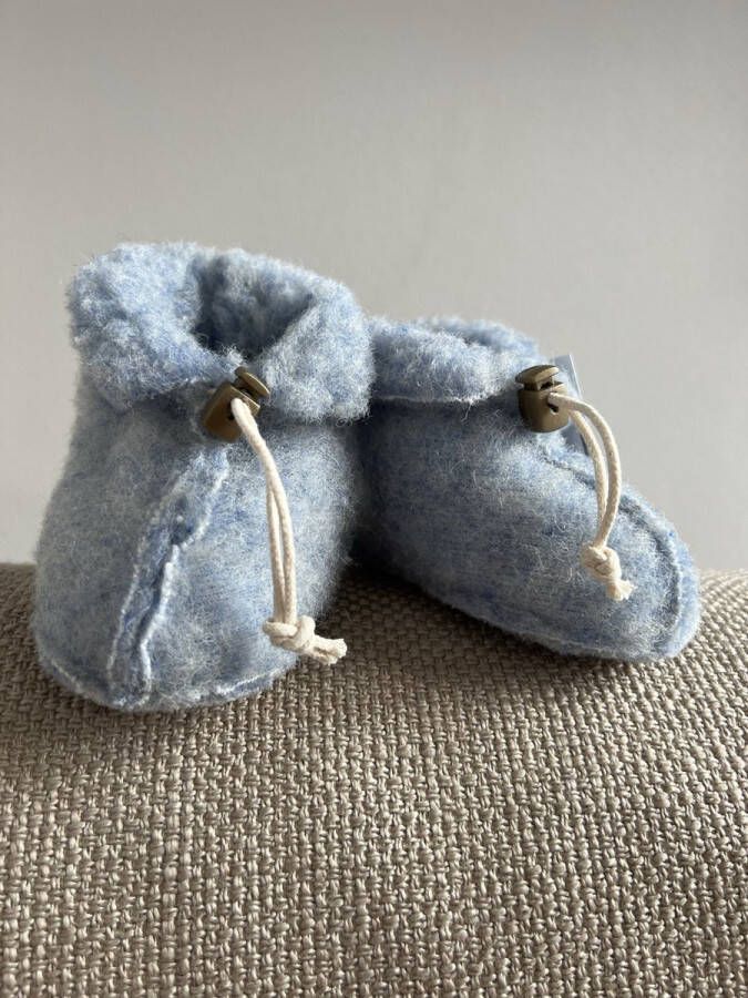 Noordiq Merino Wollen Babysloffen Blauw Maat M