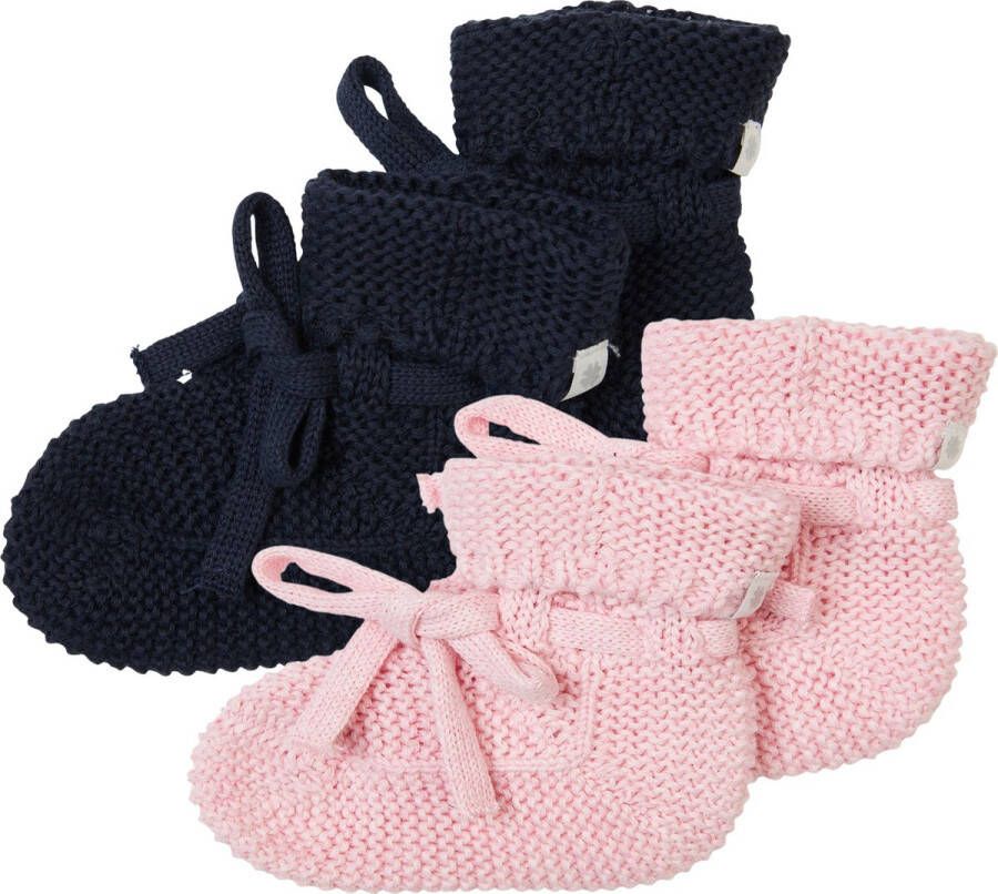 Noppies Geschenkverpakking Gebreide slofjes 2paar Baby Biologische katoen Giftset Cadeaudoosje Newborn Kraamcadeau Babyshower Sint Rose Melange Navy