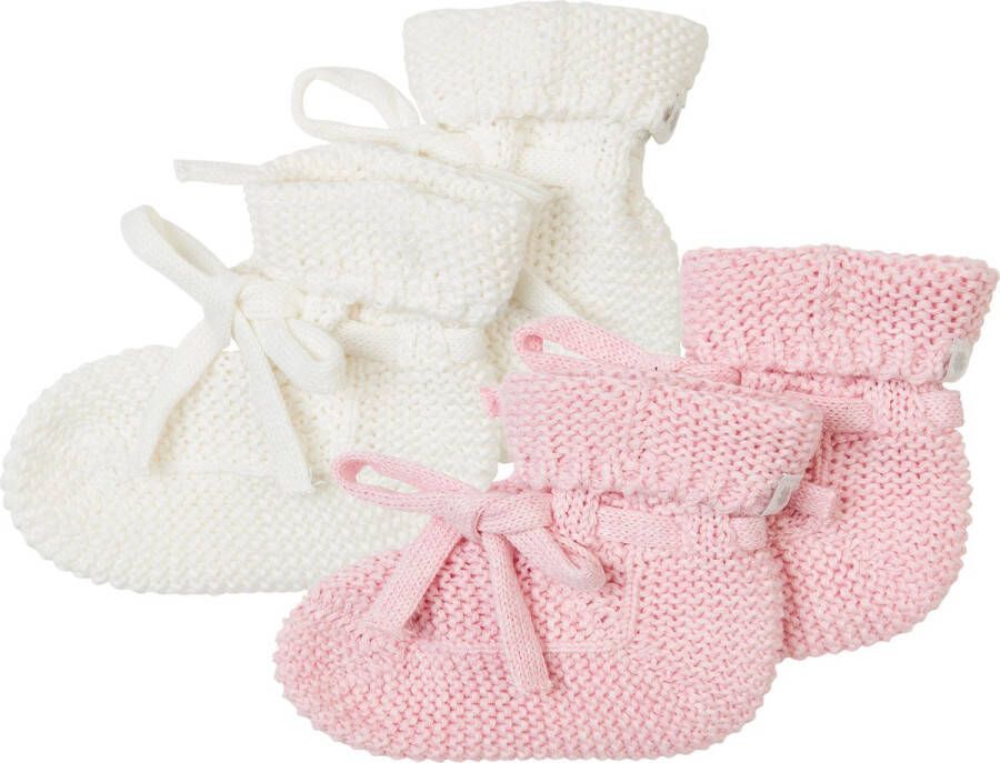 Noppies Geschenkverpakking Gebreide slofjes 2paar Baby Biologische katoen Giftset Cadeaudoosje Newborn Kraamcadeau Babyshower Sint White Rose Melange