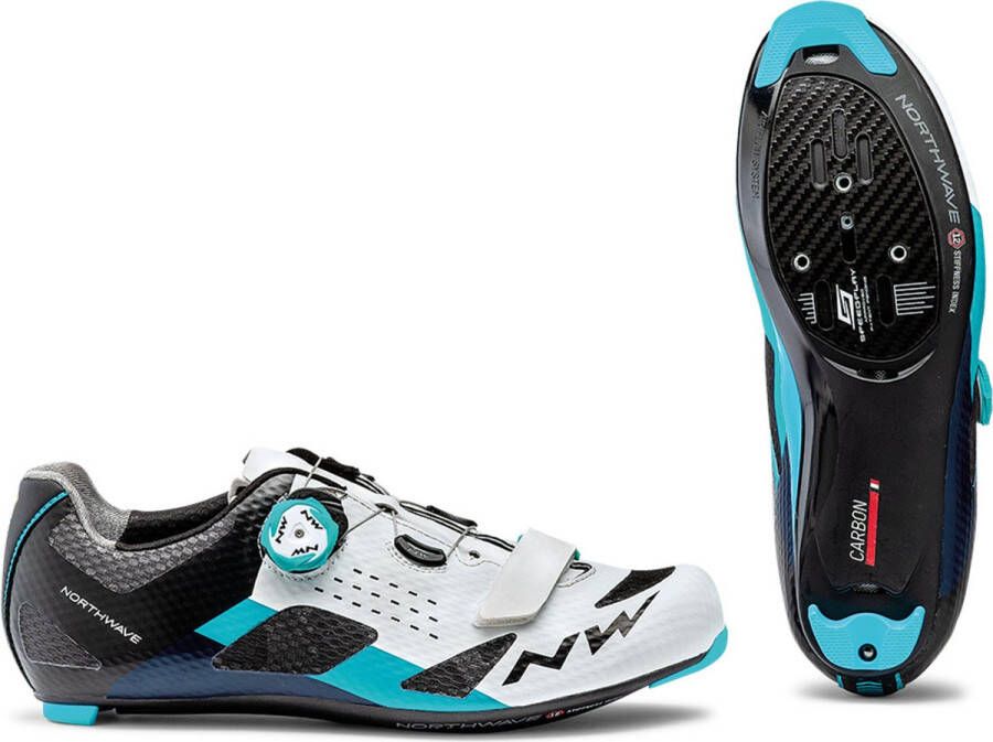 Northwave Fietsschoenen Race Wit Blauw Storm Carbon White Blue